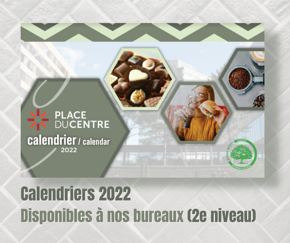 Calendrier 2022 | Place du Centre
